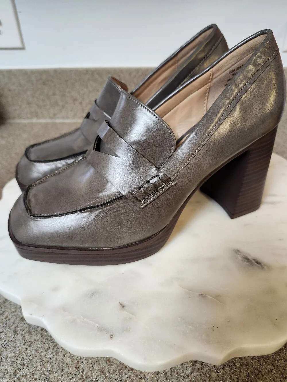 Journee Collection Gray Block Heel Loafers (New) Women's Size 7.5